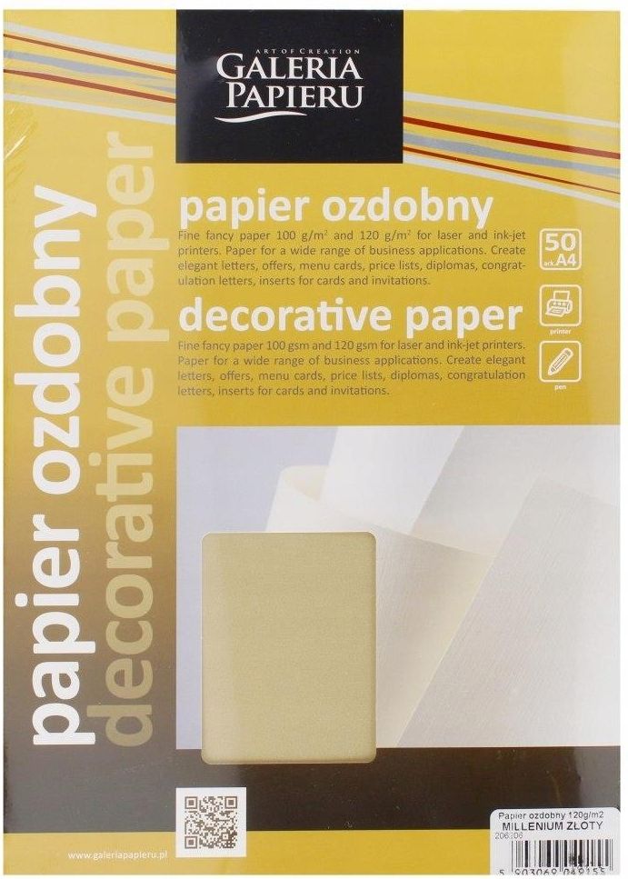 Galeria Papieru Karton Ozdobny A4 Złoty 120G Millenium Pb Op50Szt ...