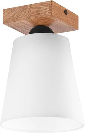 Lampa sufitowa Lula biała z drewnem E27 Lamkur