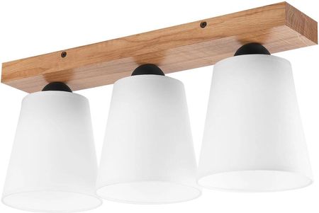 Lampa sufitowa Lula biała z drewnem 3 x E27 Lamkur