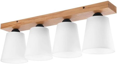 Lampa sufitowa Lula biała z drewnem 4 x E27 Lamkur