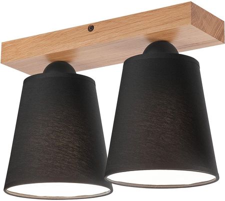 Lampa sufitowa Lula czarna z drewnem 2 x E27 Lamkur