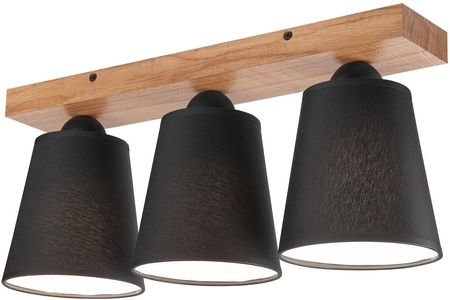 Lampa sufitowa Lula czarna z drewnem 3 x E27 Lamkur
