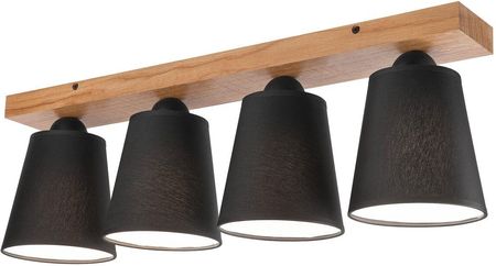 Lampa sufitowa Lula czarna z drewnem 4 x E27 Lamkur