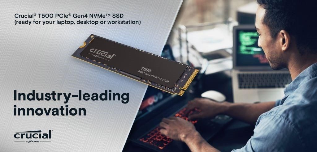 Dysk SSD Crucial 2TB M.2 PCIe Gen4 NVMe T500 (CT2000T500SSD8