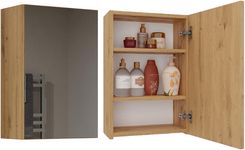 Zdjęcie Topeshop Szafka Łazienkowa Z Lustrem Mir1 Dąb Artisan (Ts_Pola1Dlda) - Biały Bór