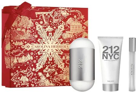 Carolina Herrera Zestaw Christmas 2023 Woda Toaletowa 212 100 ml + Body Lotion 100 ml + Woda Toaletowa Travel