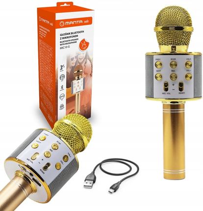 Manta Mikrofon Karaoke Bluetooth Zabawka Dla Dzieci Z Głośnikiem Echo Złoty