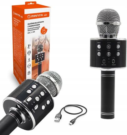 Manta Mikrofon Karaoke Zabawka Dla Dzieci Z Głośnikiem Echo Bluetooth Czarny