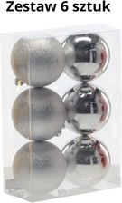 Ekskluzywny Zestaw 6 Bombek Choinkowych 8 Cm Srebrny 3358190
