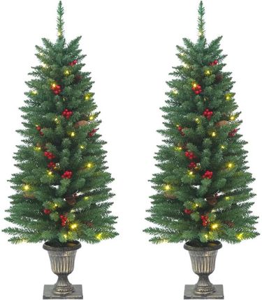 vidaXL Sztuczne Choinki 2 Szt. 100 Led Zielone 120 Cm 357770