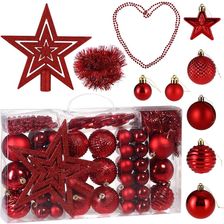 Zdjęcie Zestaw Bombek Choinkowych Estrella Czerwony 66 Sztuk 376564 - Strumień