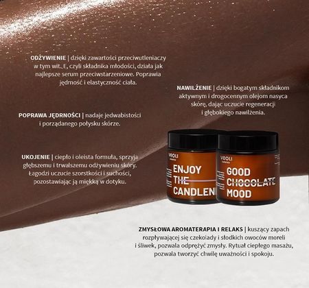 Veoli Botanica Wegańska Świeca Do Masażu Good Chocolate Mood 100Ml - zdjęcie 5