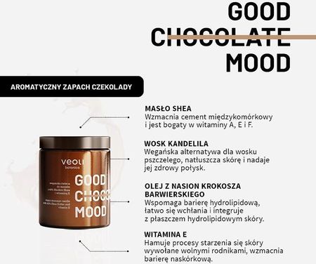 Veoli Botanica Wegańska Świeca Do Masażu Good Chocolate Mood 100Ml - zdjęcie 6