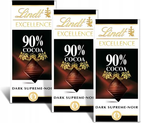 Lindt Excellence 90% Cocoa Czekolada Gorzka Ciemna 100g X3