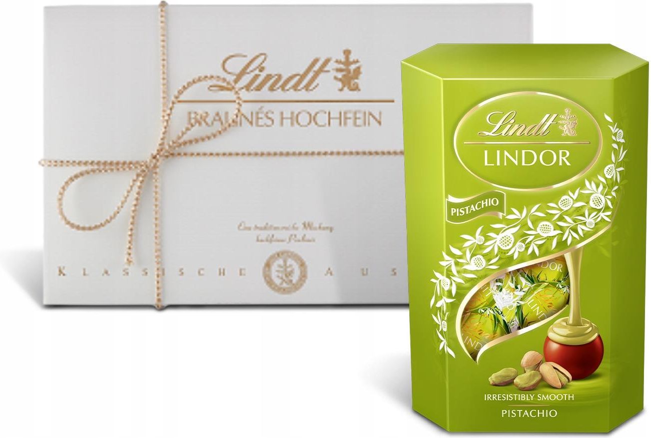 Lindt Zestaw Słodyczy Praliny Lindor Pistacja Bombonierka Hochfein 400g ...
