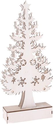 4Home Świąteczna Dekoracja Drewniana Led Choinka Biały 32X15 Cm 704022