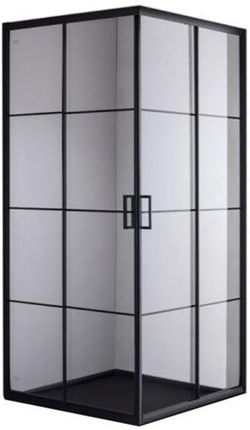 Kabina prysznicowa kwadratowa loftowy styl 80x80 czarne szprosy BL32A