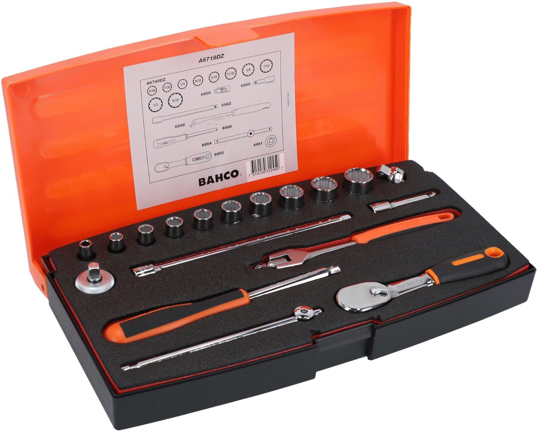 Bahco Socket Sets 1/4 18 Pieces Inches Metal Case A6718Dz Opinie i