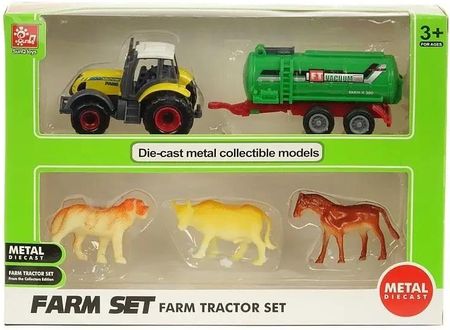 Adar Traktor Metalowy Z Przyczepą I Zwierzętami