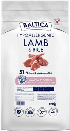 Baltica Hypoallergenic Lamb & Rice Adult Large & Extra Large Breeds 12Kg
