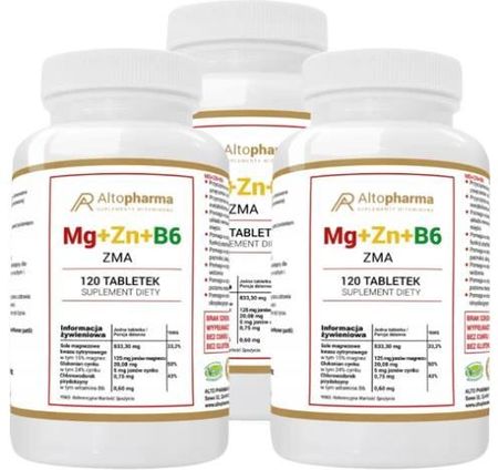 Zestaw 3x Mg+Zn+B6 120 tabletek, AltoPharma