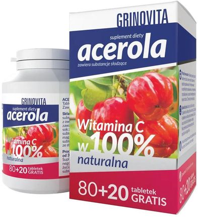 Grinovita Acerola, 100 tabletek do ssania