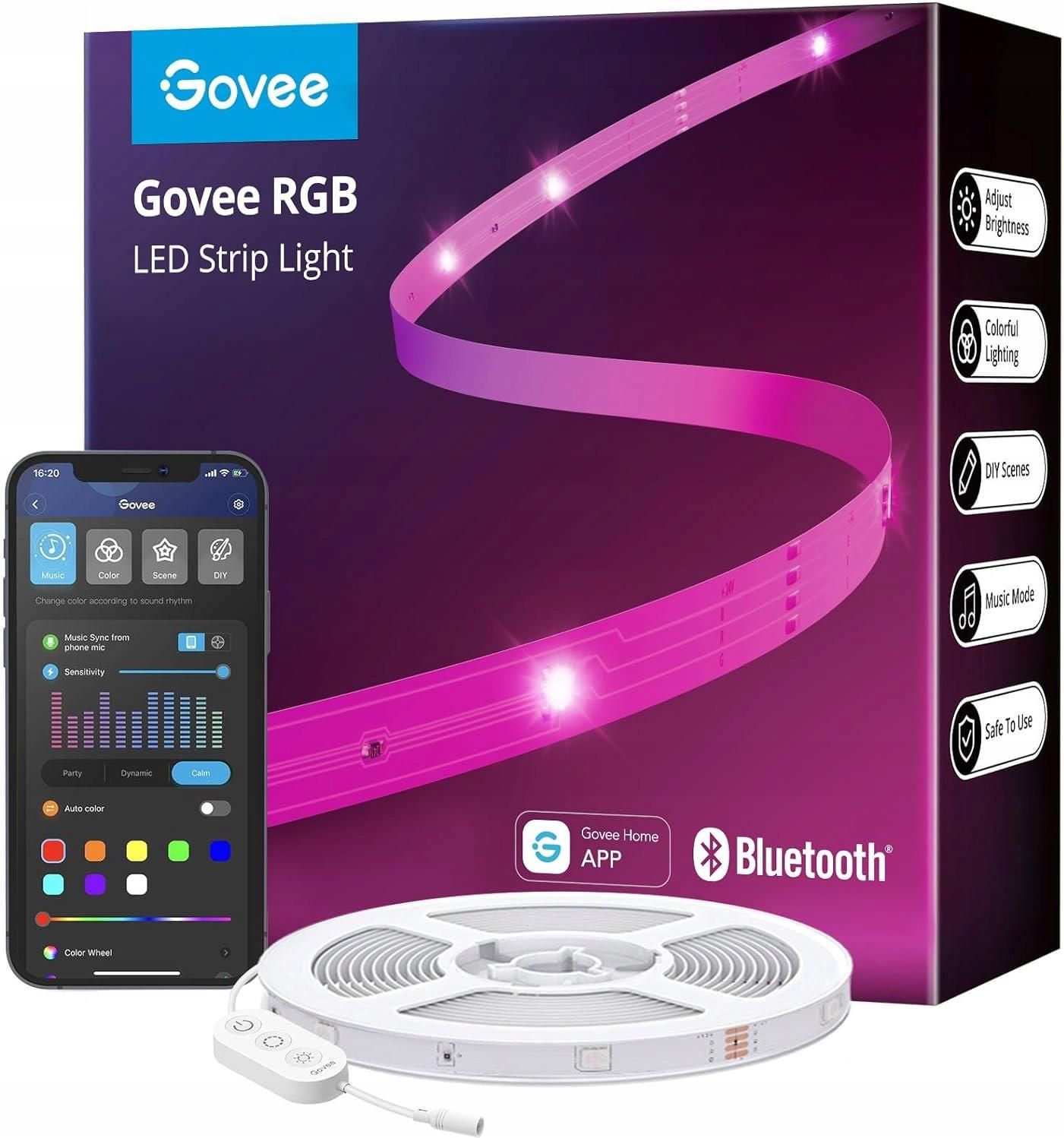 Govee RGBIC 30m Ruban/Bande LED WiFi Bluetooth Multicolore, Contrôlé