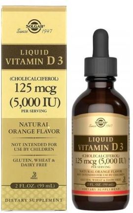 Liquid Vitamin D3 5000 IU porcja 2500 59ml, Solgar