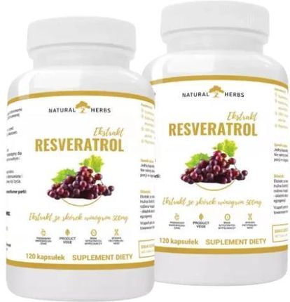 Zestaw 2x Resveratrol Extract 500mg Ekstrakt ze skórek winogron 120 Kapsułek, AltoPharma