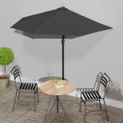 Vidaxl Półparasol Balkonowy Na Słupku Z Aluminium 270X144Cm Antracyt 44589