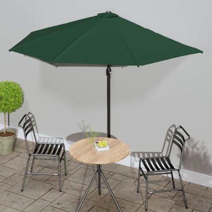 Vidaxl Półparasol Balkonowy Na Słupku Z Aluminium 300X155cm Zielony 44592