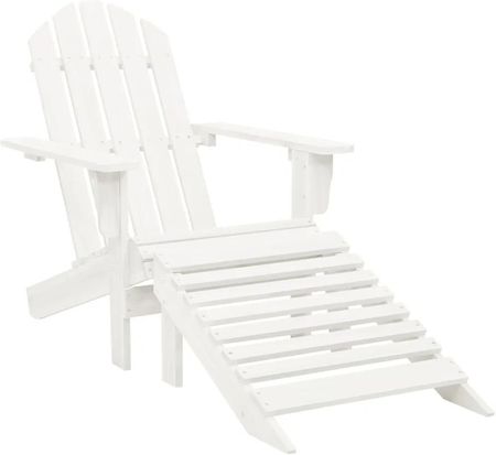 Vidaxl Krzesło Ogrodowe Z Podnóżkiem Drewniane Białe 40859