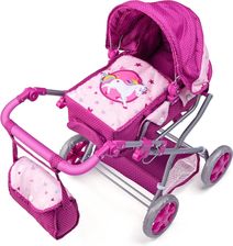 Zdjęcie Woody Zabawkowy Wózek Dla Lalek Różowy Dzieci Gondola Jednorożec Spacerówka - Bytom