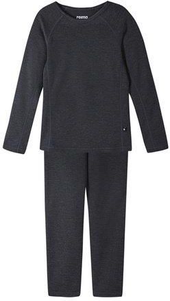 Reima Lani Set Termico Bambino – Intimo Tecnico In Misto Sintetico, Nero Melange, Ideale Per Sci E Inverno