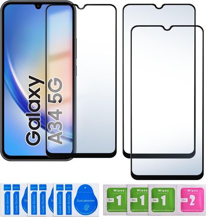 Krainagsm 3X Szkło Hartowane 5D Samsung Galaxy A34 5G Na Cały Ekran Pełne 9H