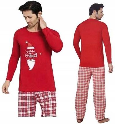Piżama męska świąteczna bawełna długie spodnie rękaw święta XXL