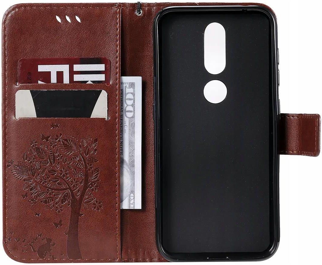 SATURCASE Custodia A Portafoglio Per Nokia 2.4 – Pelle PU Litchi Nera, Chiusura Magnetica, Slot Per Carte, Cinturino Da Polso