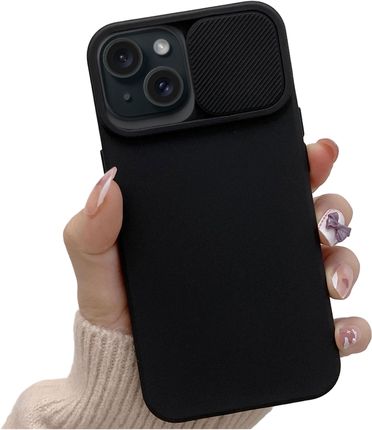 Alogy Etui Do Iphone 15 Slide Case Z Osłoną Na Obiektyw Aparat Obudowa Matowe Czarne Soft Matt