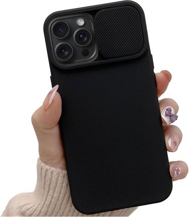 Alogy Etui Do Iphone 15 Pro Max Slide Case Z Osłoną Na Obiektyw Aparat Obudowa Matowe Czarne Soft Matt