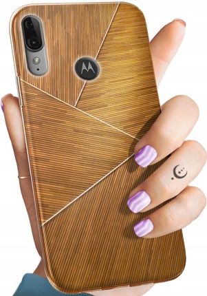 Hello Case Etui Do Motorola Moto E6 Plus Brązowe Drewniane Brown Obudowa Case