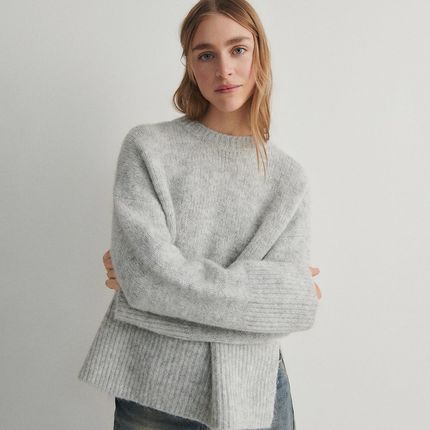 Reserved - Sweter z domieszką alpaki - Jasny szary