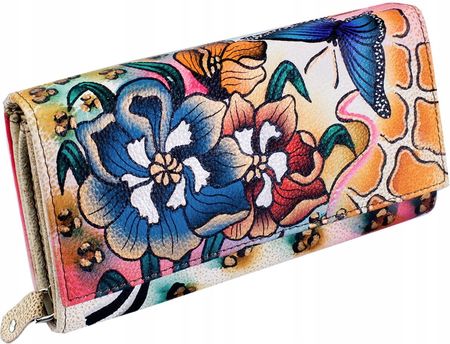 Kochmanski skórzany portfel damski ręką malowany