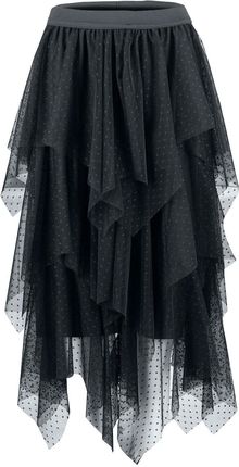 Długa asymetryczna spódnica z tiulowymi falbankami w groszki LENA