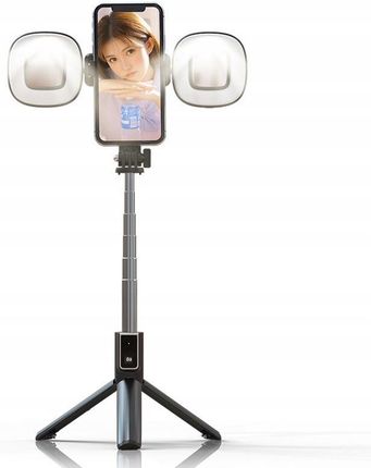 Toptel Uchwyt Selfie Mini Z Odpinanym Pilotem Bluetooth Tripodem I Lampami Led