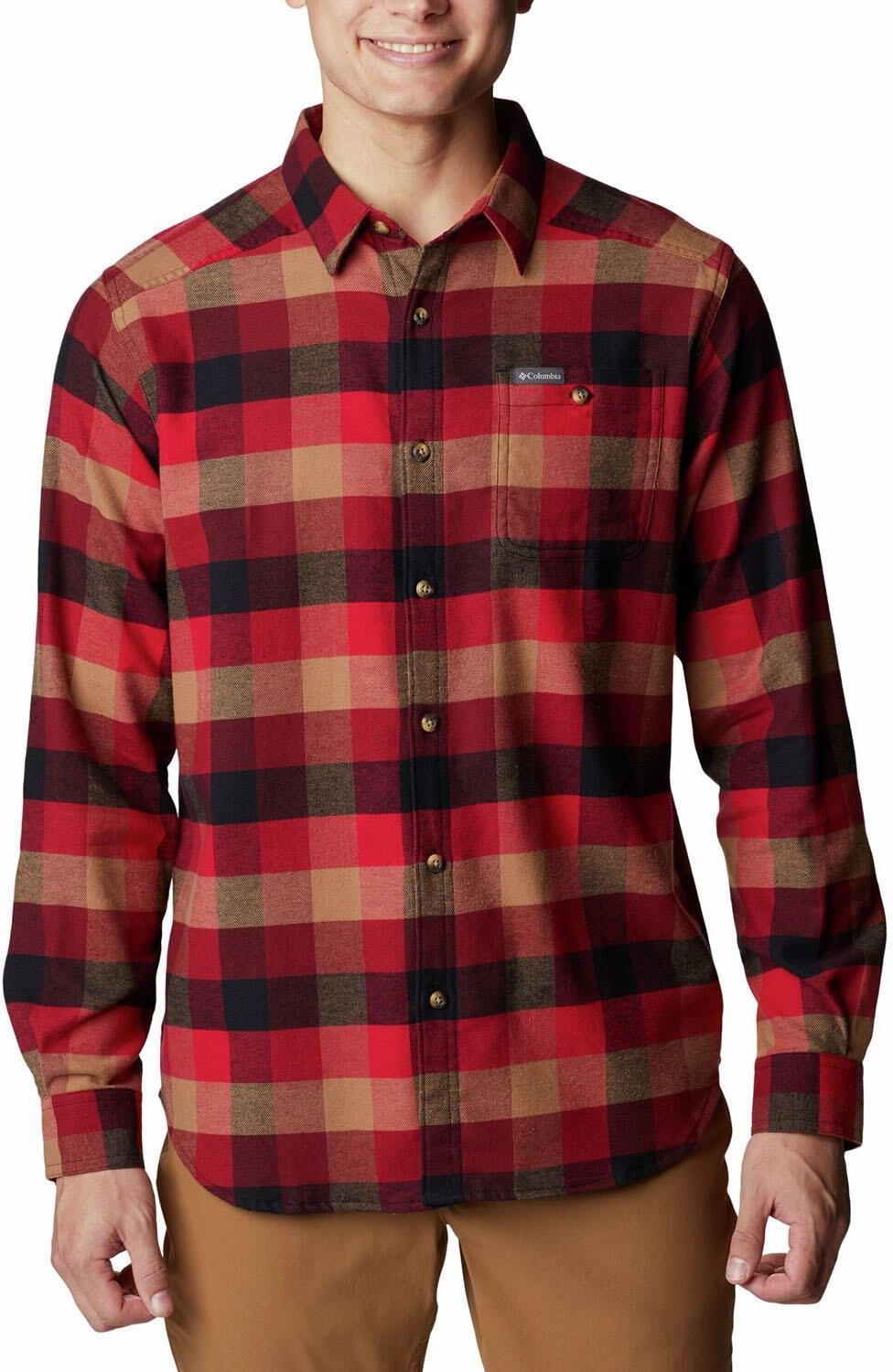 Cornell Woods Flanelowa koszula męska z długim rękawem czerwona
