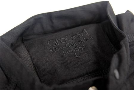 Ładna modna męska czarna dżinsowa koszula ze stójką z długim rękawem 3XL GreGo1 slim fit