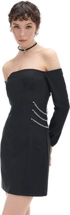 Cropp - Czarna sukienka mini z łańcuszkami - Czarny