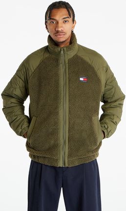 Tommy Jeans Mix Media Sherpa Jacket Drab Olive Green