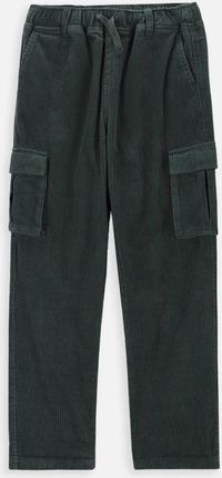 Spodnie tkaninowe zielone z kieszeniami i sznurkiem w pasie o fasonie REGULAR