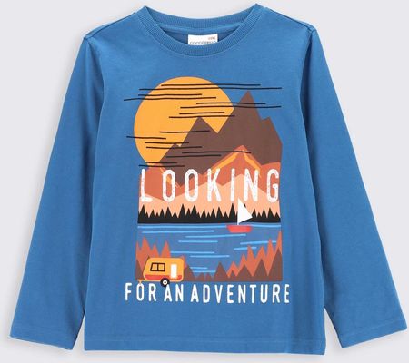 T-shirt z długim rękawem granatowy z nadrukiem